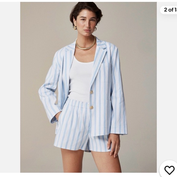 J. Crew Jackets & Blazers - J. Crew Light Blue and White Striped Blazer